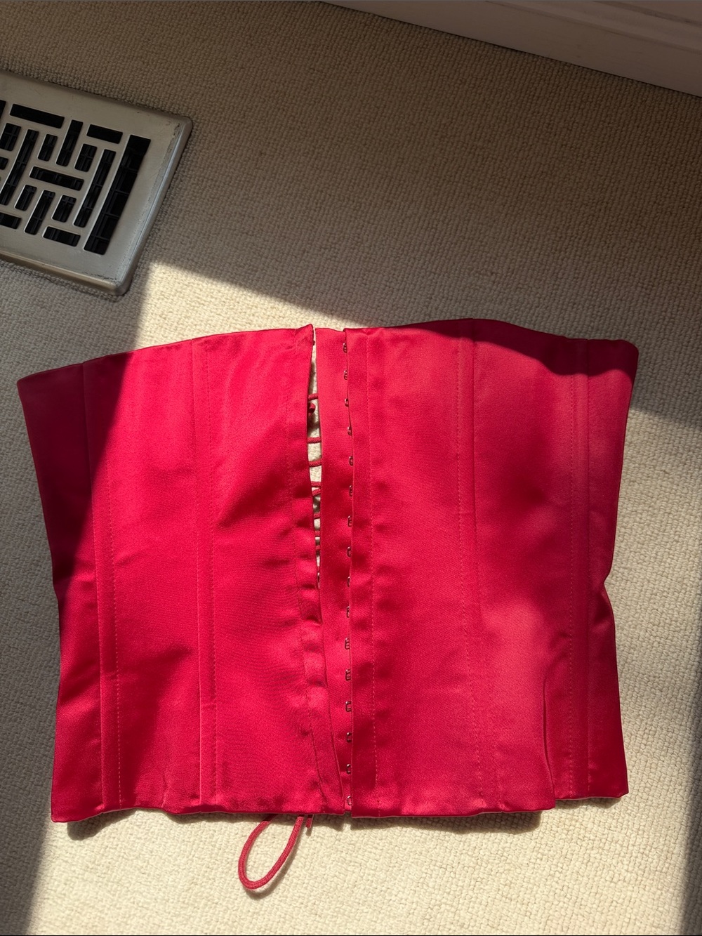 Danielle Guizio Red Strapless Corset top